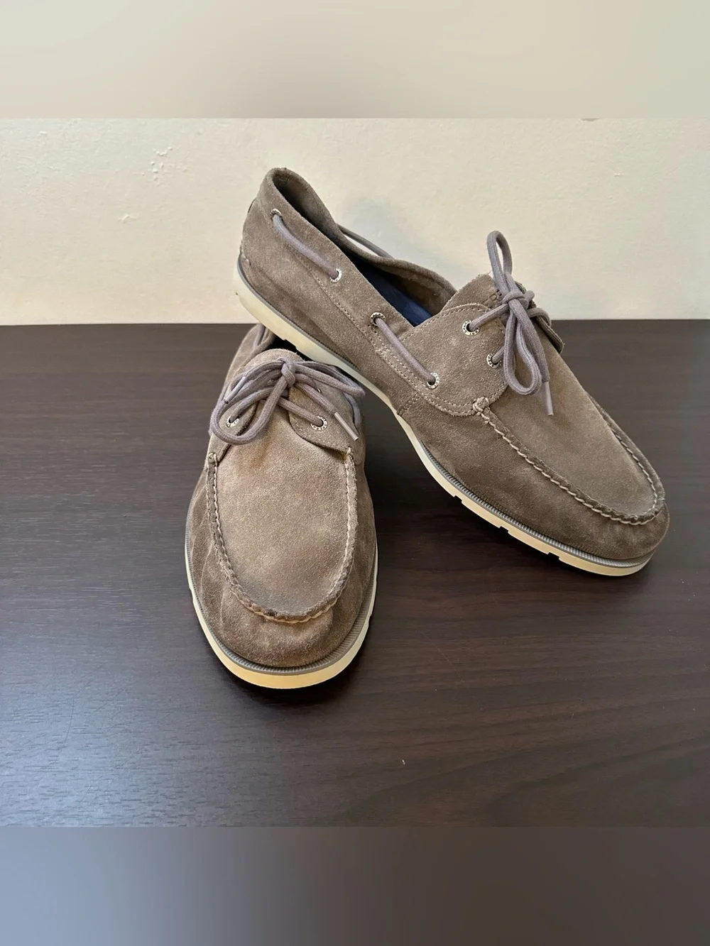 Sperry Top-Sider Gray Suede Boat Shoes Lace-Up 2-Eye Ripple 15 Casual Coastal